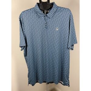 Original Penguin Mens XXL Navy Blue Cocktail Glass Print Golf Polo Shirt Logo